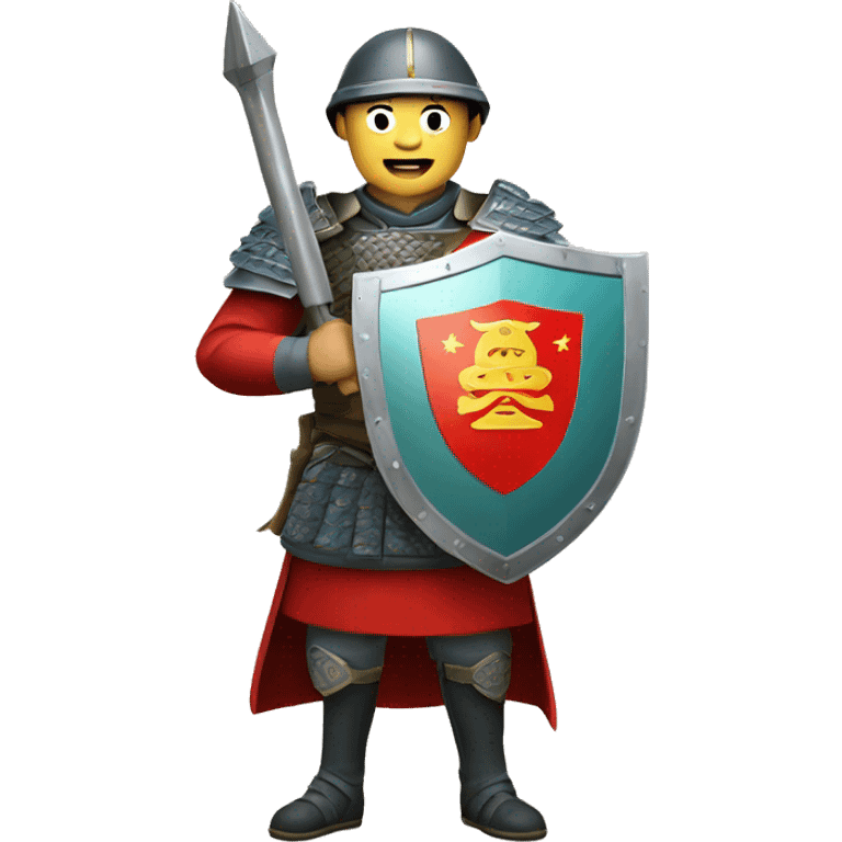 mediavel chinese soldier with big shield emoji