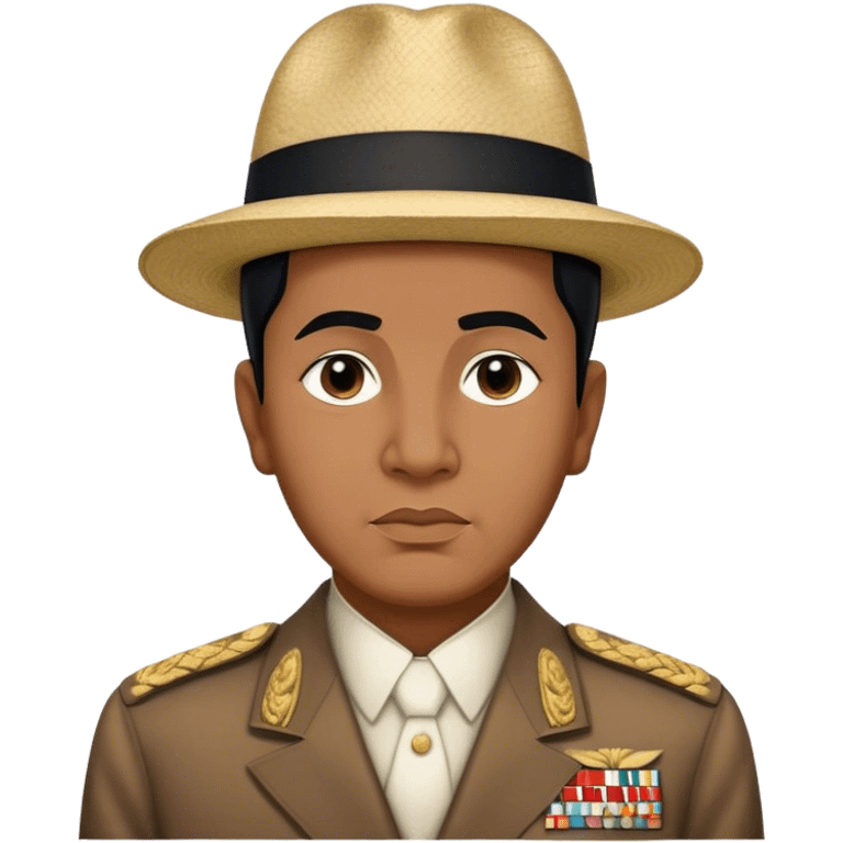 ​Cinematic Realistic Portrait of Sukarno, depicted in a lifelike, realistic style based on his iconic portrait, showcasing his thoughtful, charismatic expression in period attire, rendered with detailed textures and warm, evocative lighting that captures his pioneering spirit and national pride, emoji