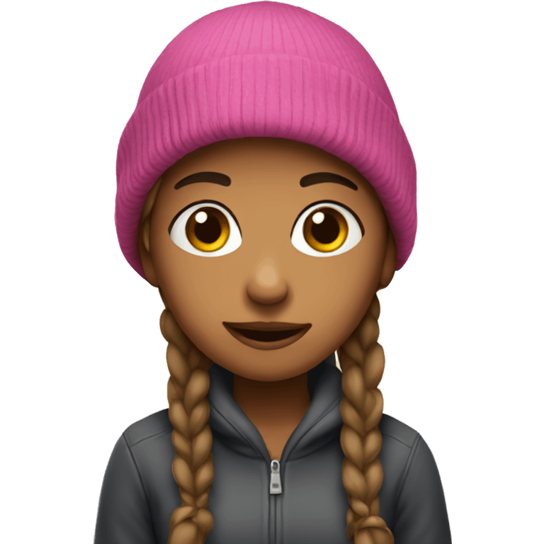 girl in beanie looking at you emoji