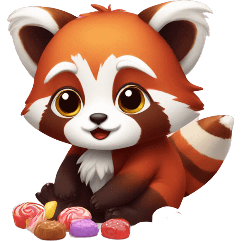 red panda with sweets emoji