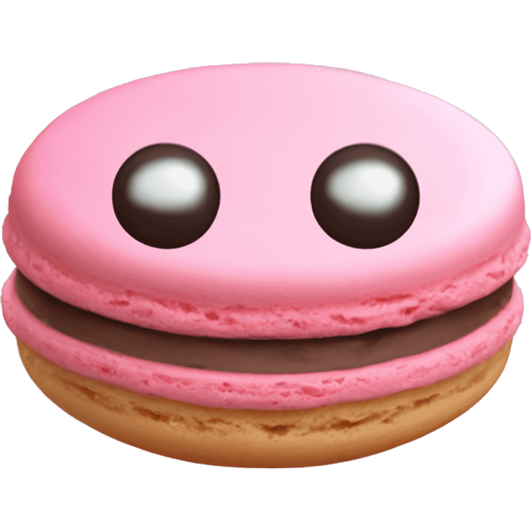 Macaron cookie with a face crying, only one, pink cookie and pink filling emoji