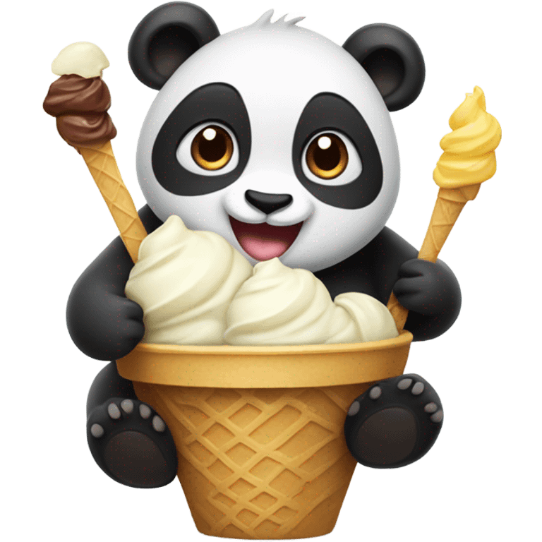 Panda eating ice cream emoji