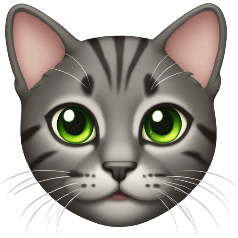 tabby dark gray cat green eyes emoji