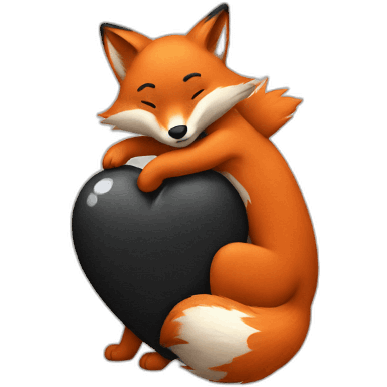 a-fox-hugging-a-black-heart emoji