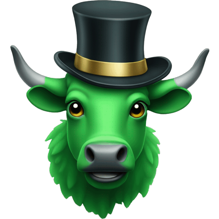 Green buffalo with a top hat emoji