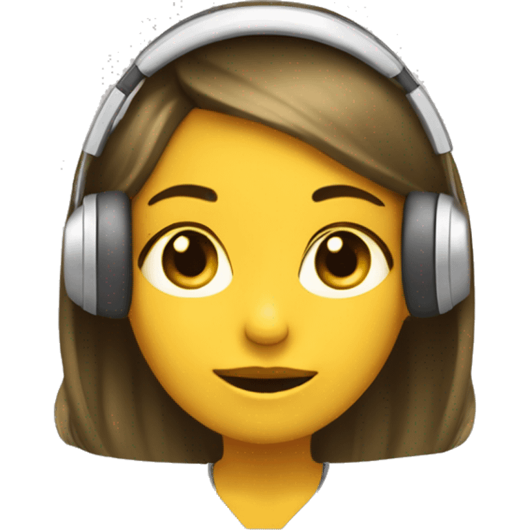 Yellow skinned girl holding headphones on her head ￼ emoji