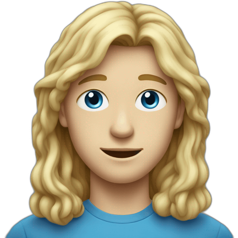 blue-eyed teen-ager man with long blond hair emoji