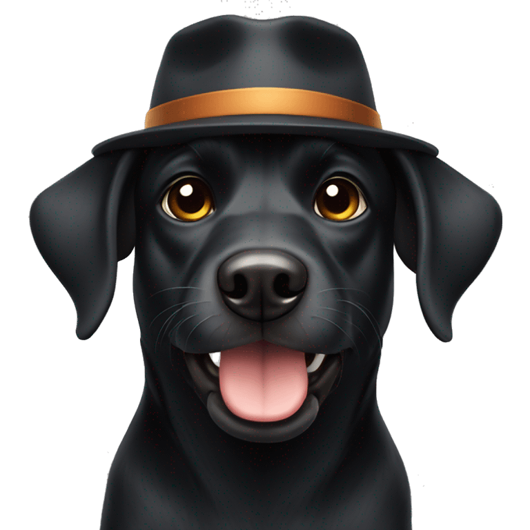 black dog with hat emoji