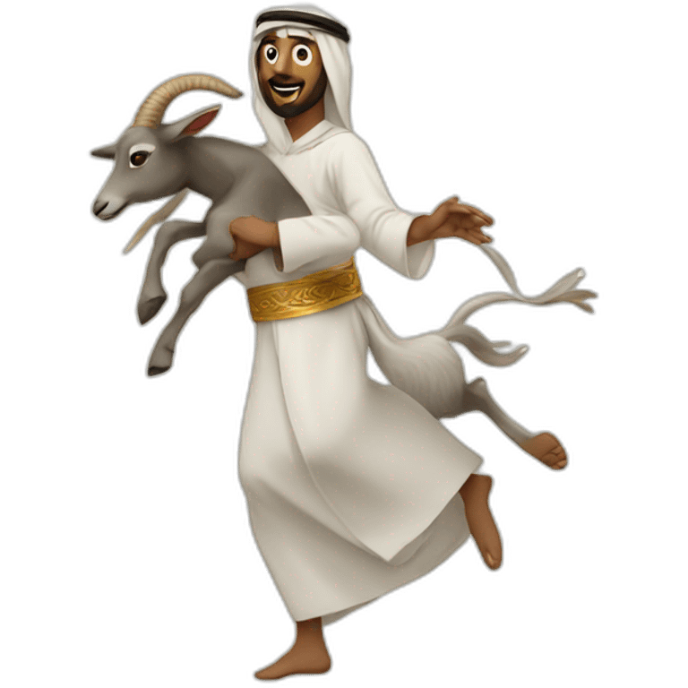 Arab dancing with a goat emoji