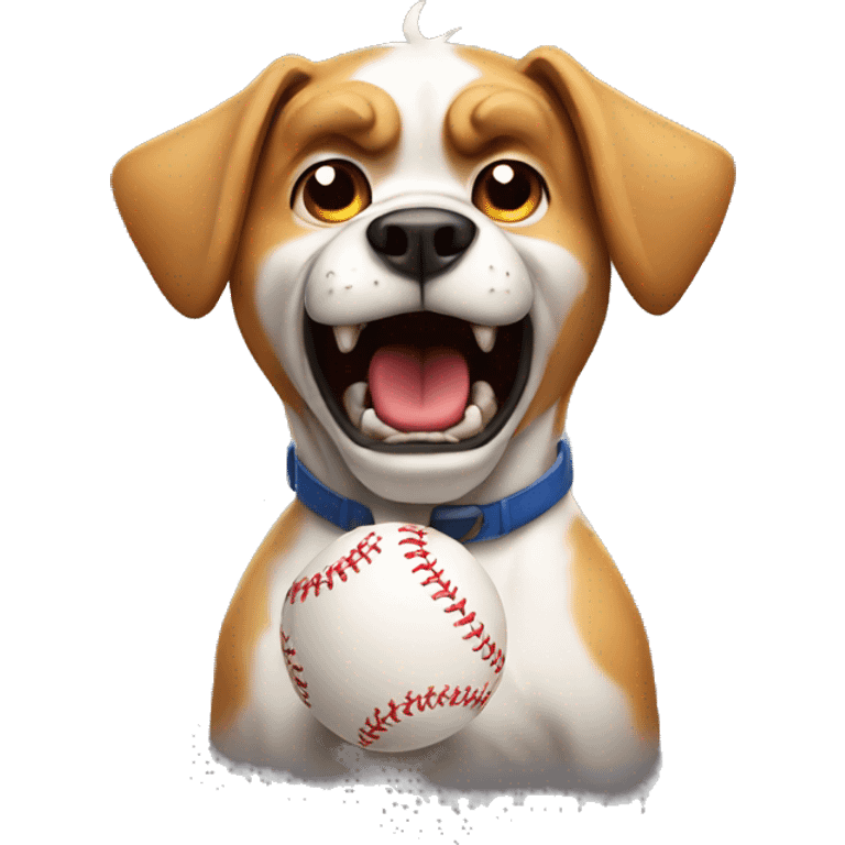 Angry dog with a baseball  emoji