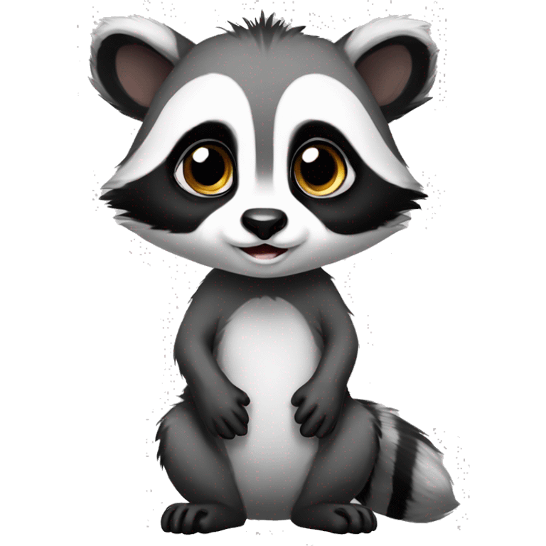 Cute raccoon-panda-lemur-hybrid full body emoji