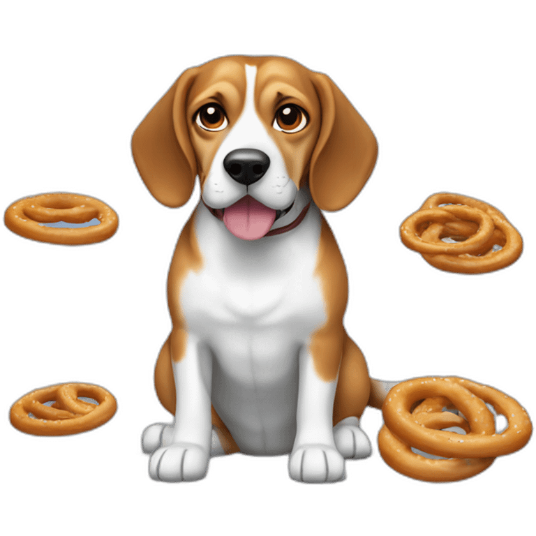 Beagle mangeant un bretzel emoji