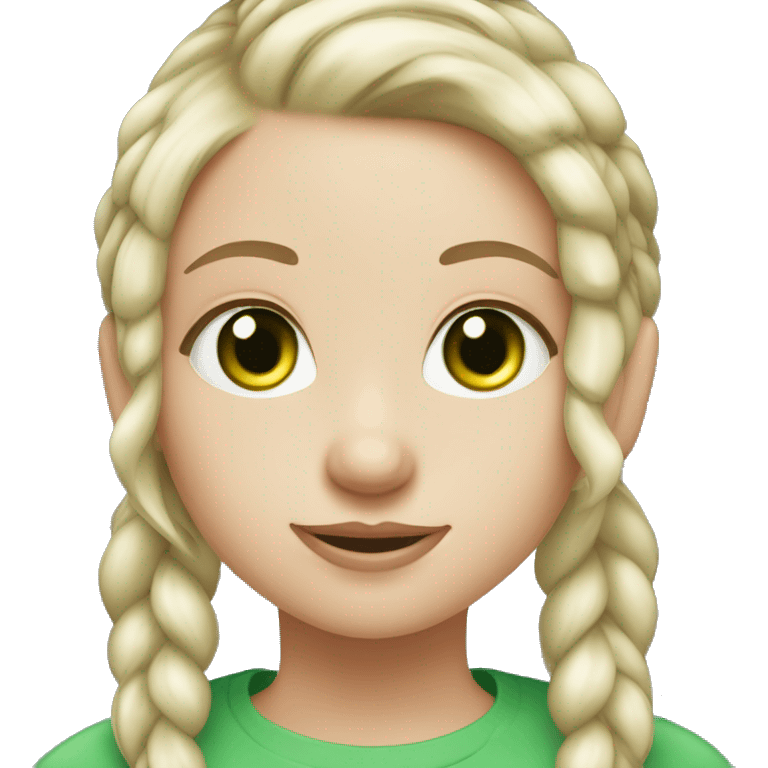 Girl with green eyes, white skin, pony tail, blinde hair  emoji