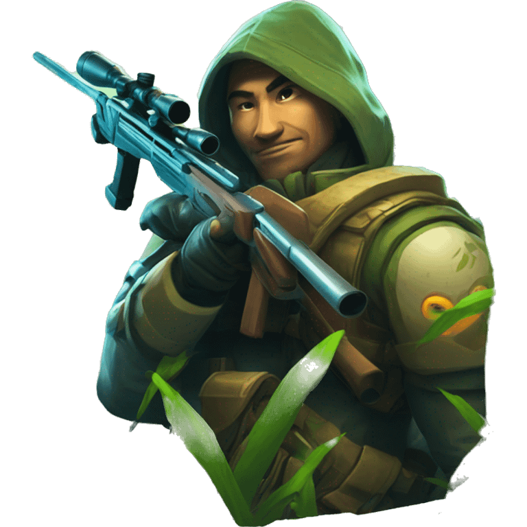 Sniper from dota2 game and nature prophete from dota behind emoji