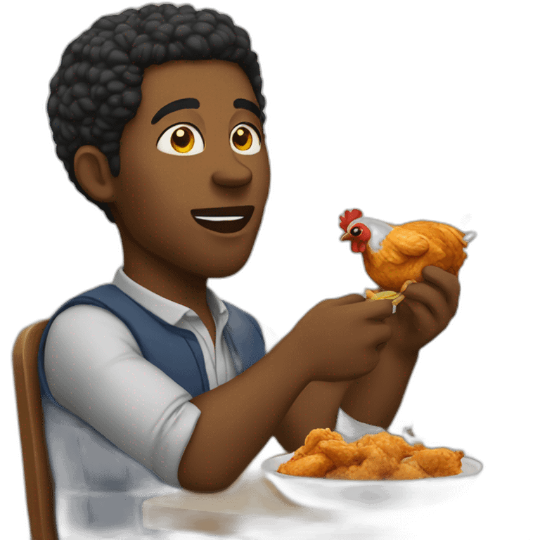 Black man eating chicken emoji