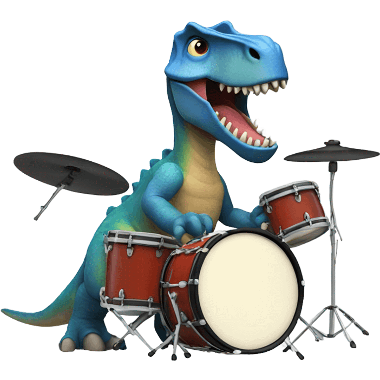 Dinosaur playing drums emoji