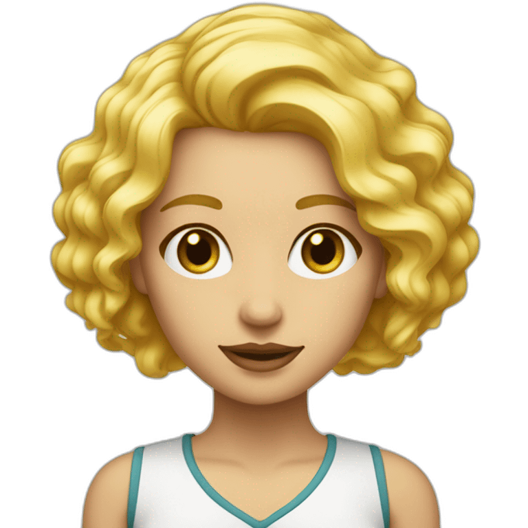 femme aux cheveux blond sans boucle et au yeux jaune emoji