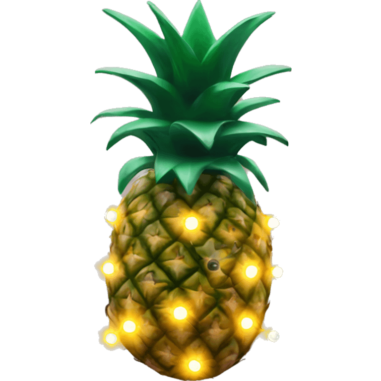 pineapple decorated with Christmas lights emoji