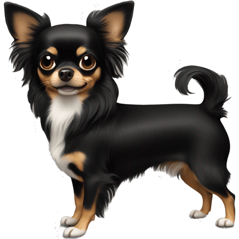 Black long haired chihuahua dog emoji