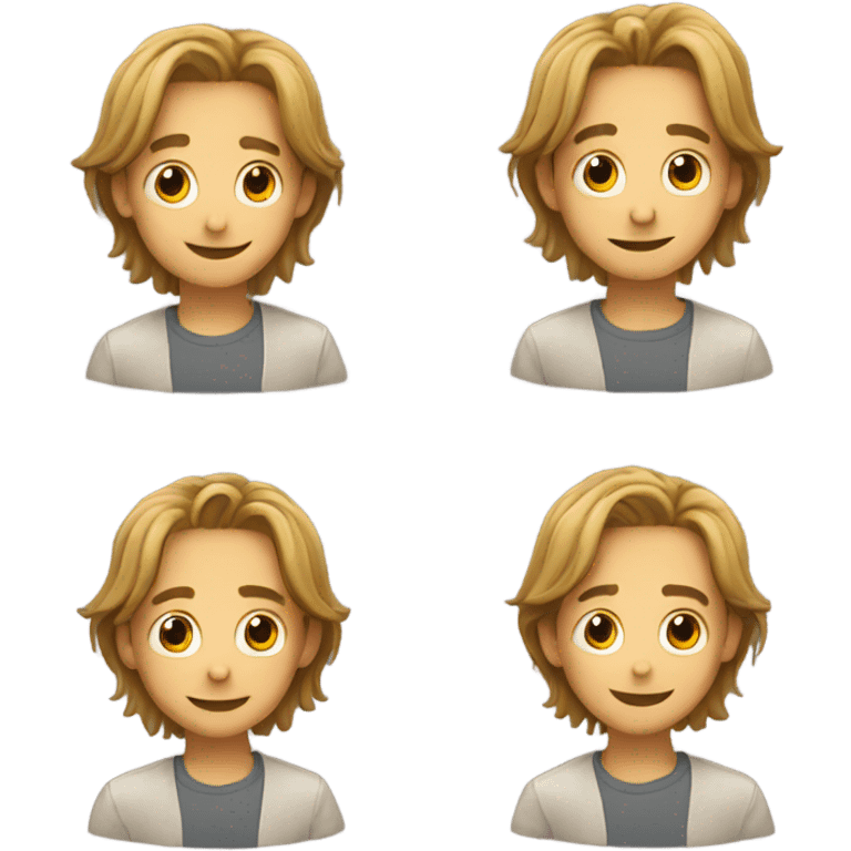 smiling boy with long hair birthday emoji