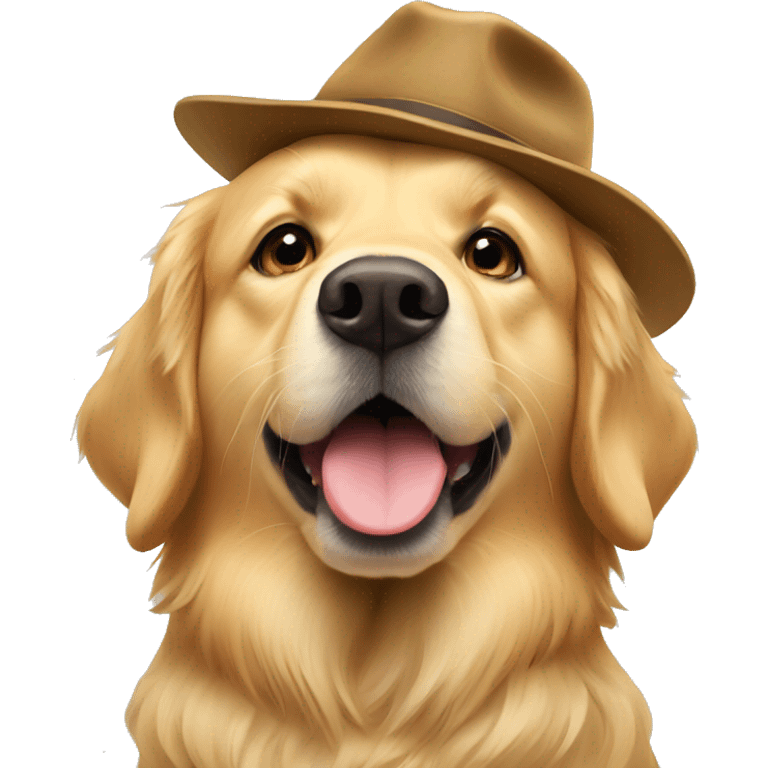 Golden retriver with a hat emoji