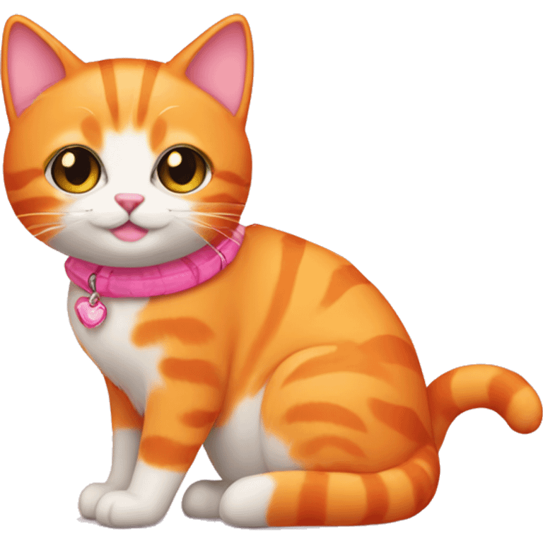 cute orange cat (pink accessories) emoji