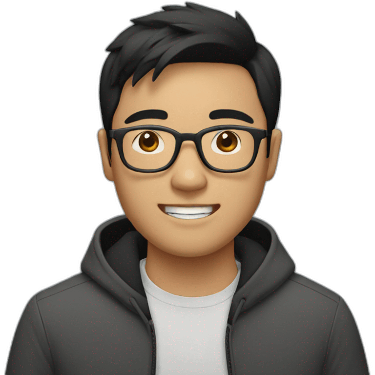 southeast asian male with glasses and black hair emoji