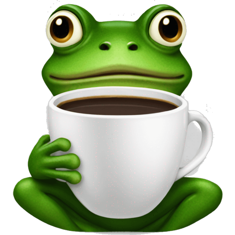 business frog drinking coffee emoji