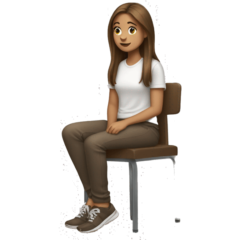 white brown hair girl sitting while onwards and backards legs emoji