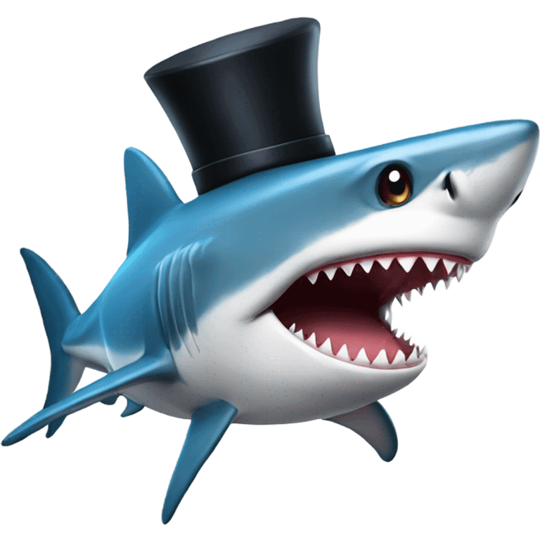 Shark with a top hat emoji