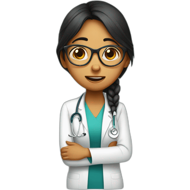 indian girl with glasses sobbing over medical exam emoji