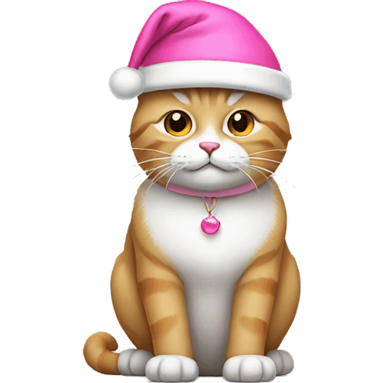 Cat wearing pink Santa hat emoji