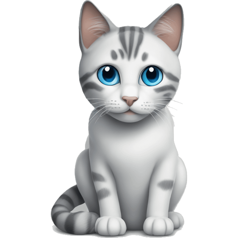 Realistic blue eyed cat with grey lines on the toilet  emoji