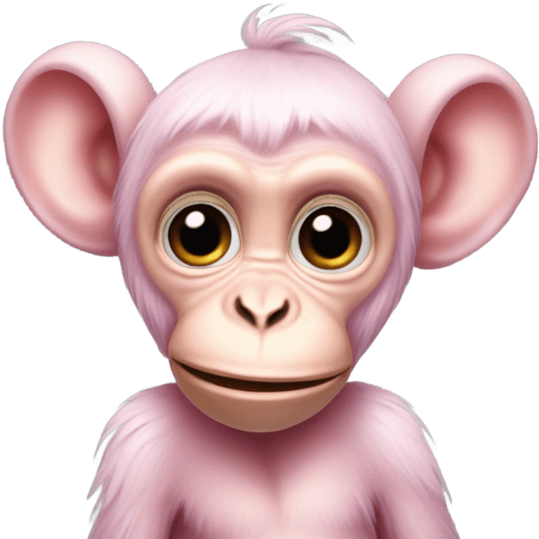 pastel pink monkey with bow by ears realistic  emoji