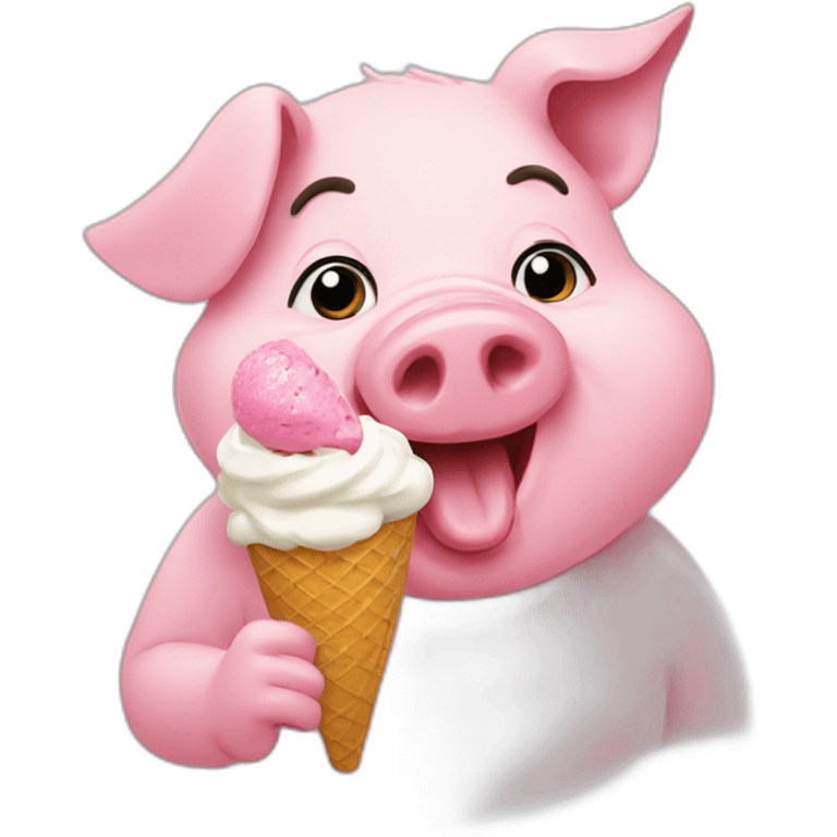 Pig eating ice cream emoji