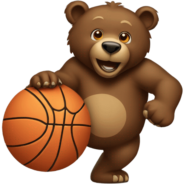 Brown Bear dribbling basketball emoji