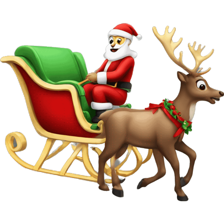 Santas sleigh with reindeer  emoji