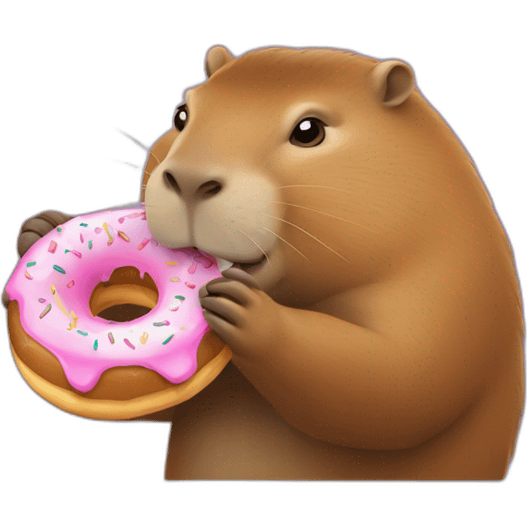 un capybara qui mange un donut emoji