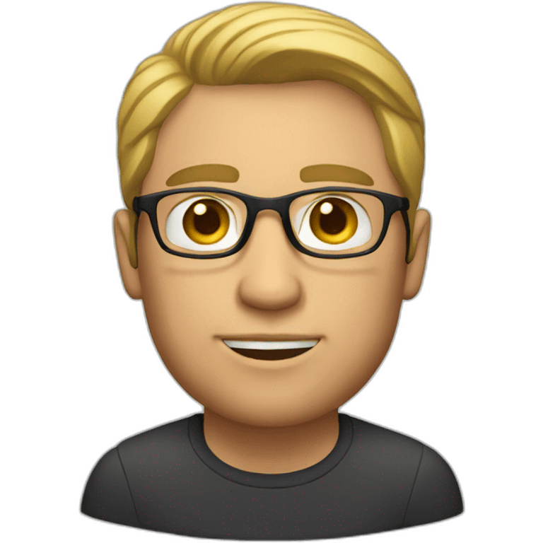 A man with a short beard, medium blond hair and thin glasses  emoji