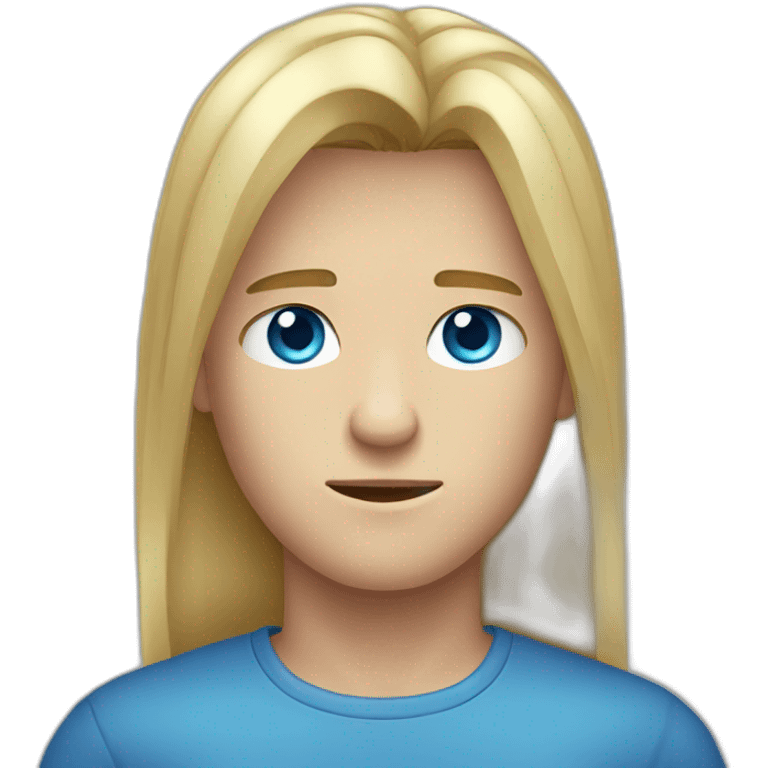 blue-eyed male frowning teenager long straight blond hair emoji