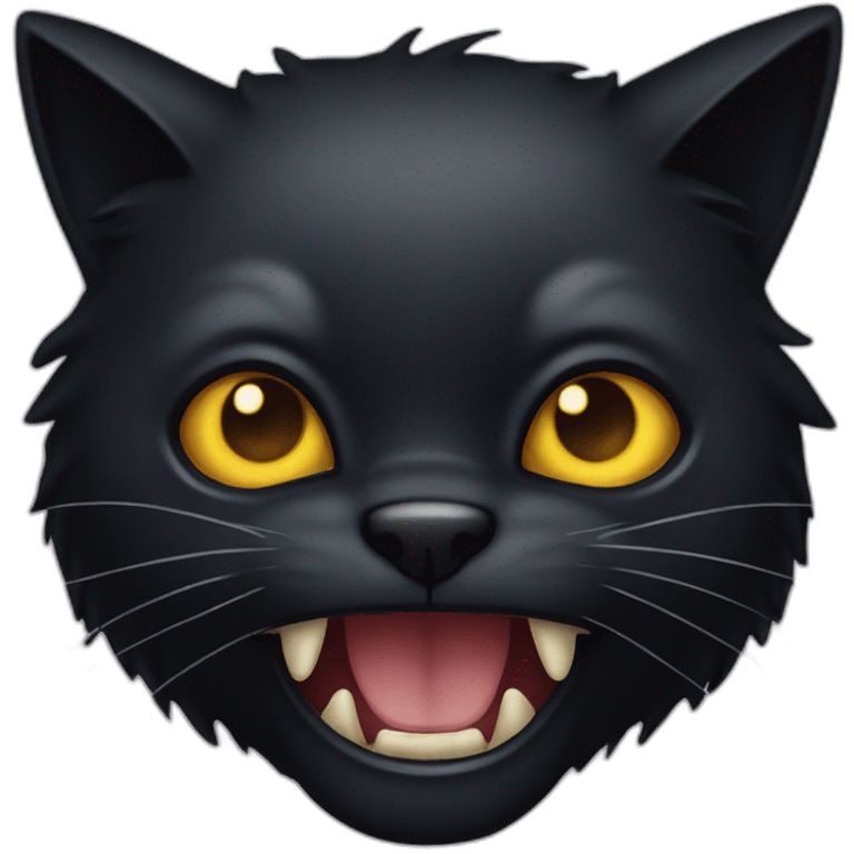 black cat with fangs emoji