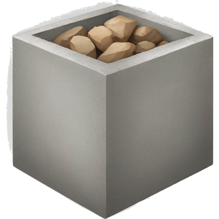 Concrete rcc box with big rock inside emoji