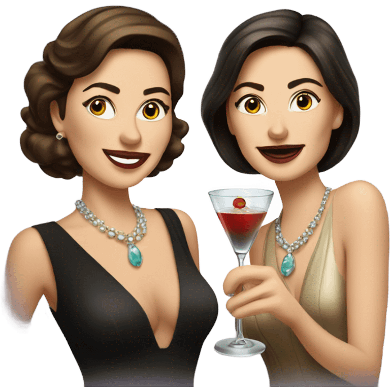 rich caucasian women two friends sipping martinis brunettes emoji