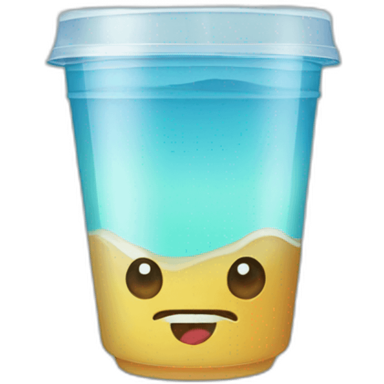 Clear water cups hold coffee emoji