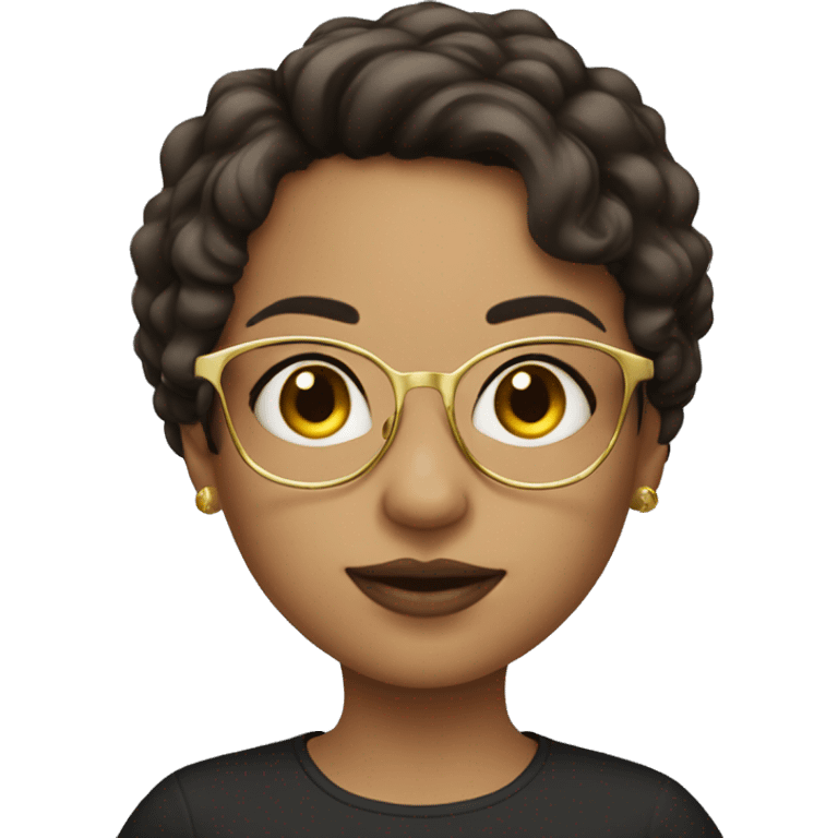 Fair-skin brunette girl with gold large glasses emoji