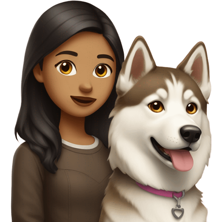 A girl Dark brown  hair next to a light dorée  Husky emoji