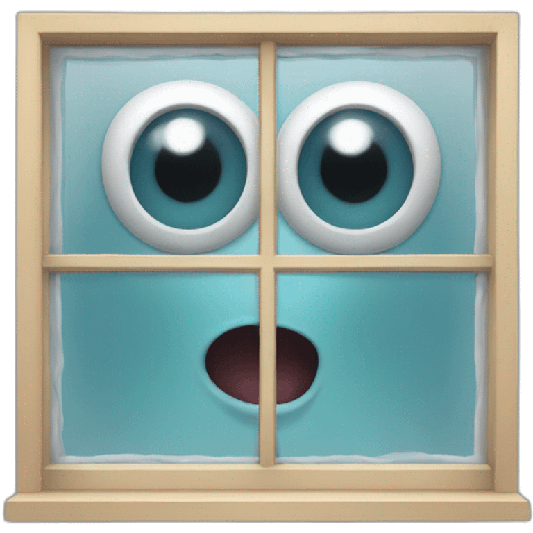 window glass with eyes and mouth and arms and legs emoji