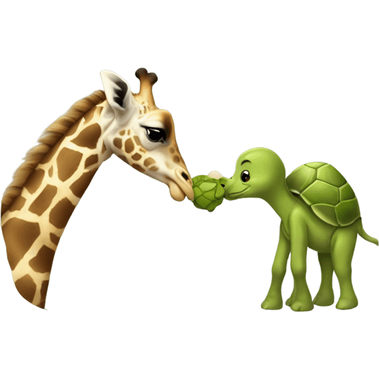 Giraffe kissing a turtle emoji