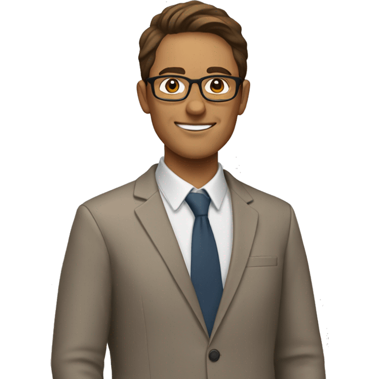 Teacher with brown hair and glasses and white emoji