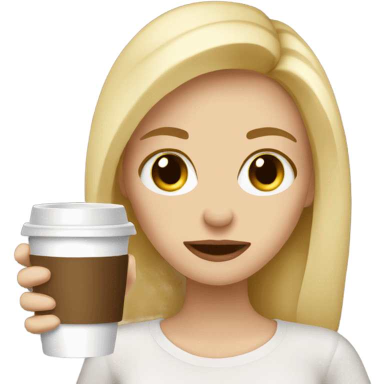 Blonde girl addicted to coffee emoji